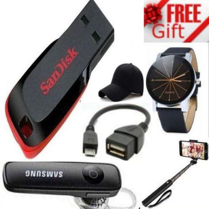Sandisk 32GB Flash Disk - Black + OTG CABLE & GIFTS