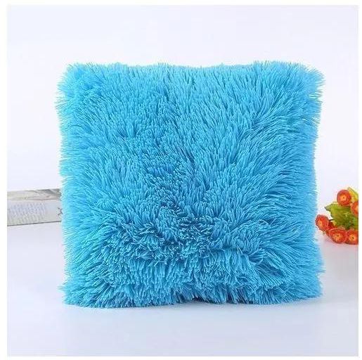 1PC Blue Fluffy Throw Pillow Cover - 18'' x 18''