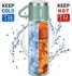 Vacuum Insulated Thermos 500ml Stainless Steel Thermal Bottle For Hot And Cold Beverages With 2 Extra Cups. Green