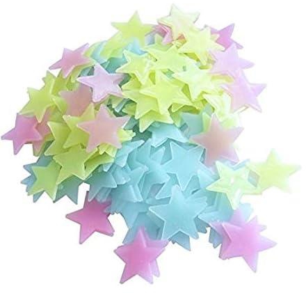 100pcs 3D Star Glow In The Dark Luminous Ceiling Wall Stickers Kids Baby Bedroom - 2724626835355