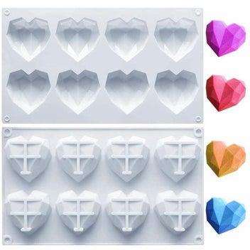Charming Silicone Molds Diamond Heart Non Stick Cake Chocolate Candy Molds BPA Free for Wedding Festival Parties Heart Shaped Mould Silicone Cake Mould Kitchen Baking Tool