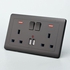Generic Double Wall Switch UK Plug Socket 2 Gang 13A W/ 2 USB Charger Outlet