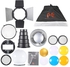 9 in 1 Flash Accessory Kit Reflector Softbox Honeycomb Snoot Diffuse Sphere, Universal Mount Adapter for Canon Nikon Speedlite