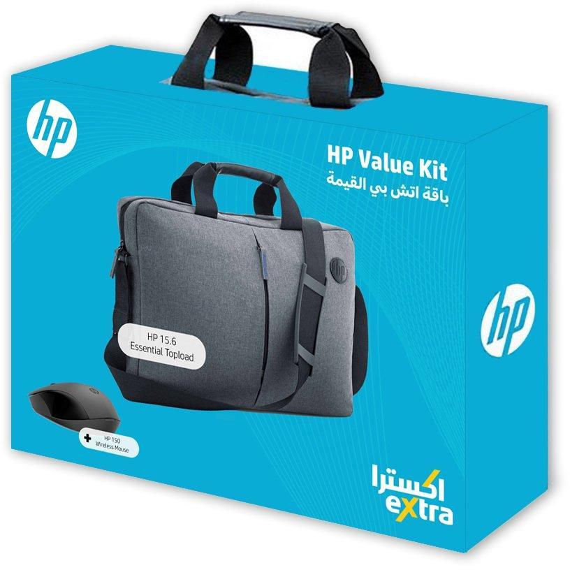HP Bundle, 15.6 Essential Topload, Gray, Wireless Mouse, Black