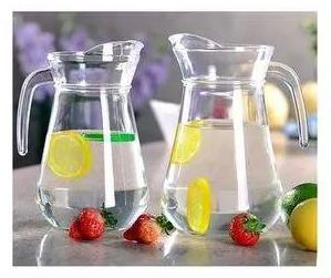 water jugIt is made of crystal material and is transparent. The package contains one piece of glass jug with lid and 6 glass set. Strong glass with elegant finish touch design, gla