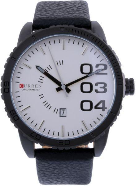 Curren Men's White Dial Leather Band Watch [8125WB]