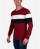 Town Team Multicolored Rounded Neck Pullover - Dark Red