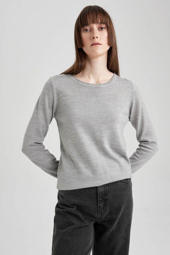 Defacto Woman Tricot Regular Fit Crew Neck Pullover...