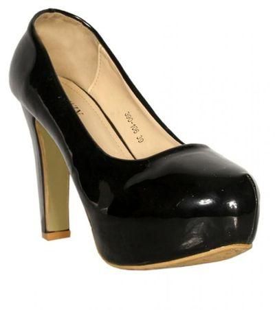 Jiowin Ladies High Heel Patent Shoes - Black