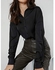 SheIn Women's Long Sleeve Satin Blouse Button Solid Drop Shoulder Shirt Tops