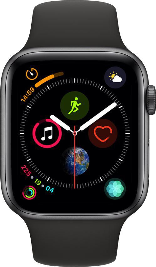 Apple Watch Series 4 - 44mm Space Gray Aluminum Case with Black Sport Band, GPS, watchOS 5