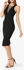 Black Ribbed Lace-Up Midi Dress