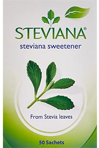 Steviana Natural Sweetener from Stevia Leaves, Zero Calorie - 125g (50 Sachets X 2.5g)