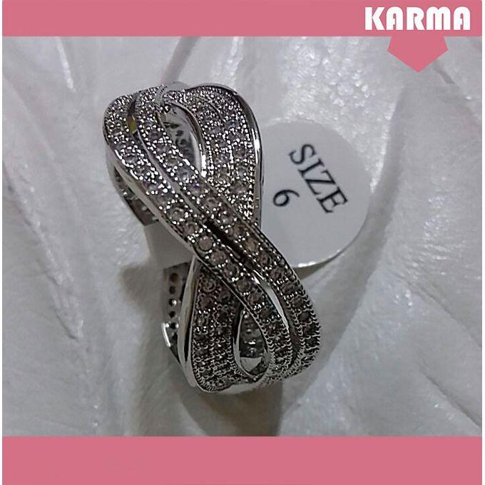 karma Chinese Gold Original Zircon Micro Ring - Silver
