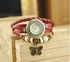 Women Genuine Leather Vintage Watch bracelet Wristwatches butterfly
