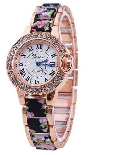 Bluelans This bracelet quartz wrist watch features alloy band, stainless steel case and rhinestone inlaid. The amazing flower design offers an enchanting shimmer to any look. Absolutely a wonderful ornament for lady.<br /><br />Type: Wrist Watch<br />Gender: Women