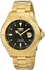 Invicta Men's Pro Diver 15 Diamonds Black Dial 18k Gold Ion Plated Stainless Steel