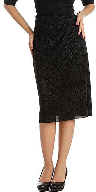 Vattci Shiny Midi Skirt - Black