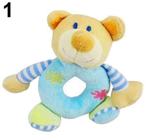 Bluelans Baby Kid Child Plush Soft Stuffed Animal Hand Bell Wrist Rattle Educational Toy (Blue Bear)(Not Specified)(OVERSEAS)