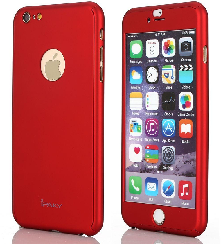 iPhone 6/6s Plus - iPaky 360 Full Protection Case with Glass Screen Protector (Apple cutout) – Red