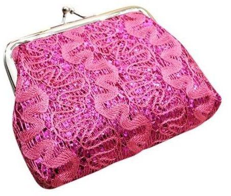 Eissely Womens Small Sequin Wallet Card Holder Coin Purse Clutch Handbag Hot Pink