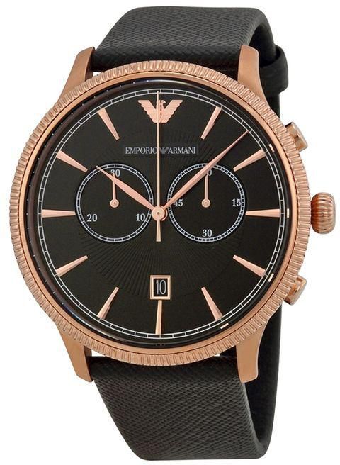 Emporio Armani AR1792 Leather Watch - Black
