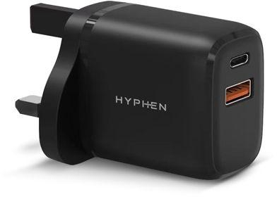 HYPHEN Dual Port PD Adaptor - 20W UK Plug Black