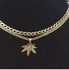 Cuban Link Chain With Leaf Pendant Gold