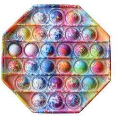 Push Pop Bubble Fidget Sensory Silicone Toy - Octagon Shape Tie Dye Multi Color