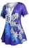 Plus Size Flower Printed Notched T Shirt - 5x