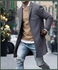 Fashion Men Winter Solid Colour Trench Coat Outwear Overcoat Long Sleeve Jacket Gray