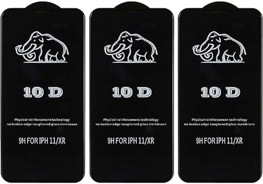 Dragon glass 10d screen protector for iphone 11 and iphone xr mobile phones, set of 3 - black