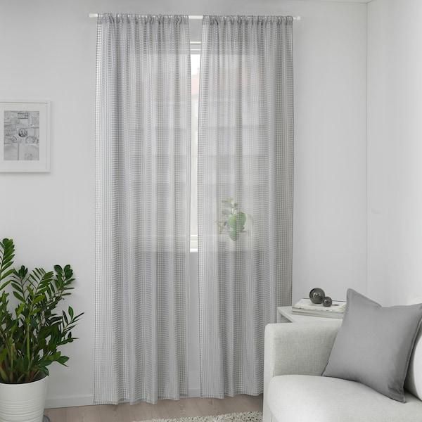 SANDDÅDRA Sheer curtains, 1 pair, grey, 145x300 cm - IKEA