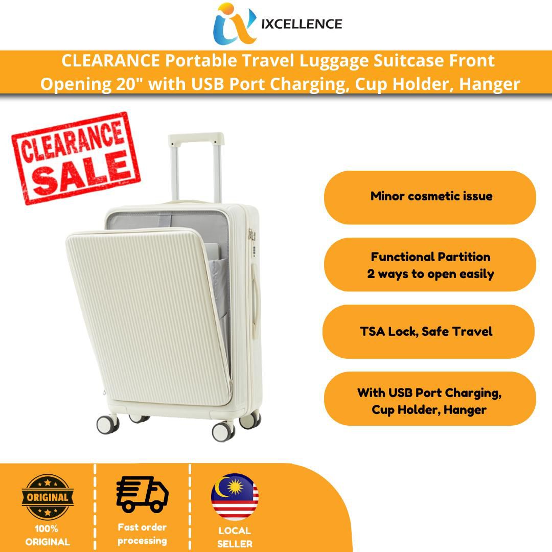 Clearance Portable Travel Luggage Suitcase 20 inch (White)