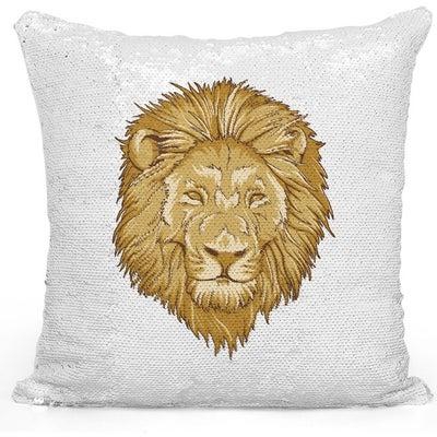 Cartoon Lion Themed Sequin Decorative Throw Pillow White/Silver/Beige 40x40cm