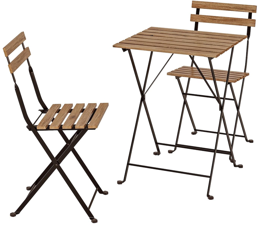 TÄRNÖ Table+2 chairs, outdoor - black/light brown stained