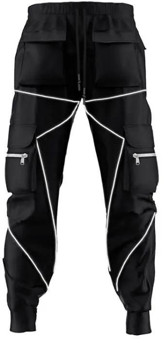 Men's Reflective Cargo Pants Hip Hop Casual Jogging Pants Multi-pocket Men's Sweatpants Loose Plus Size Street Sweatpants