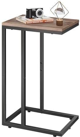 WLIVE Side Table, C Shaped End Table for Couch, Sofa and Bed, Large Desktop C Table for Living Room, Bedroom, Brown