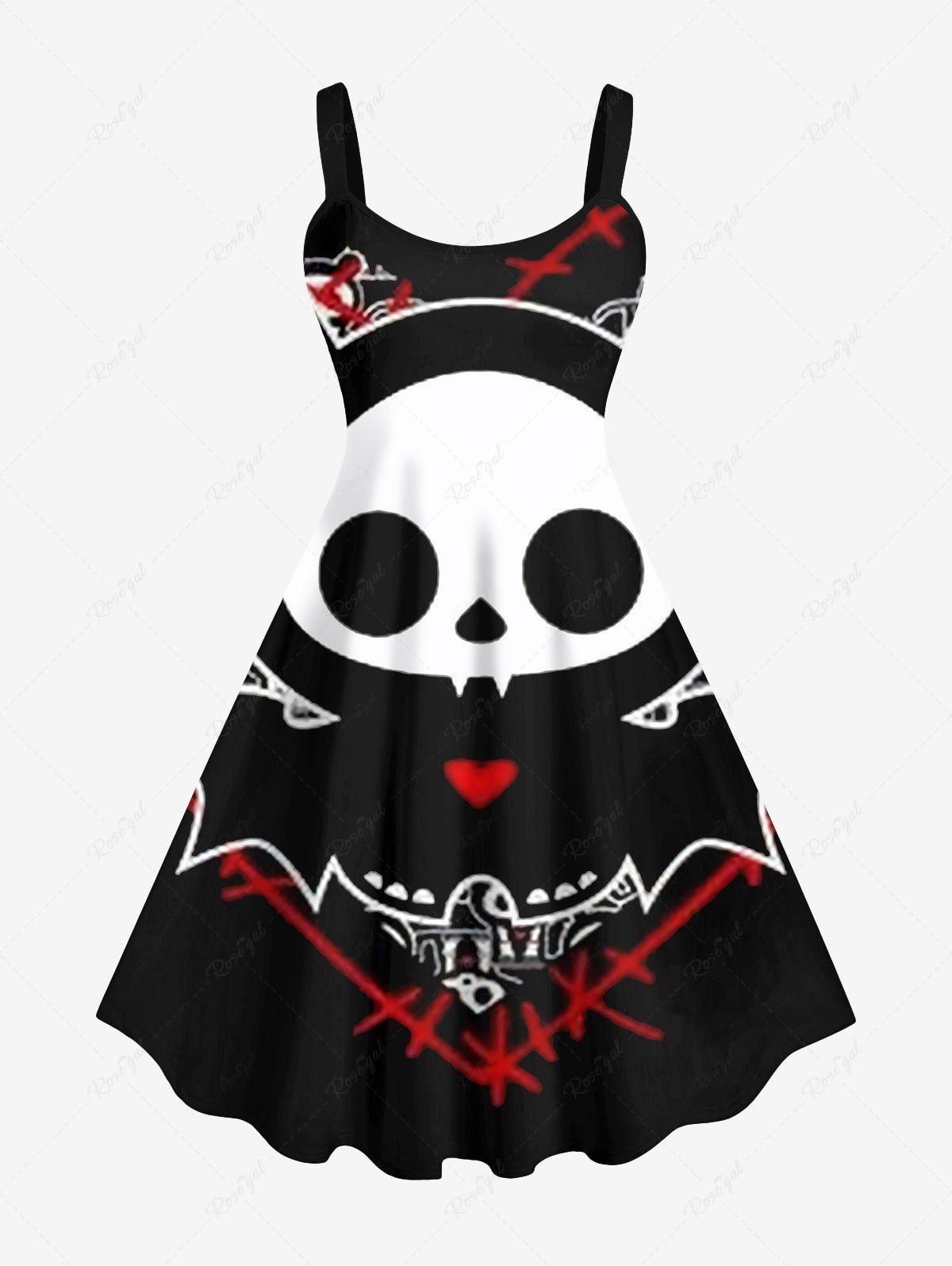 Plus Size Skull Heart Print Halloween Tank Dress - 6x