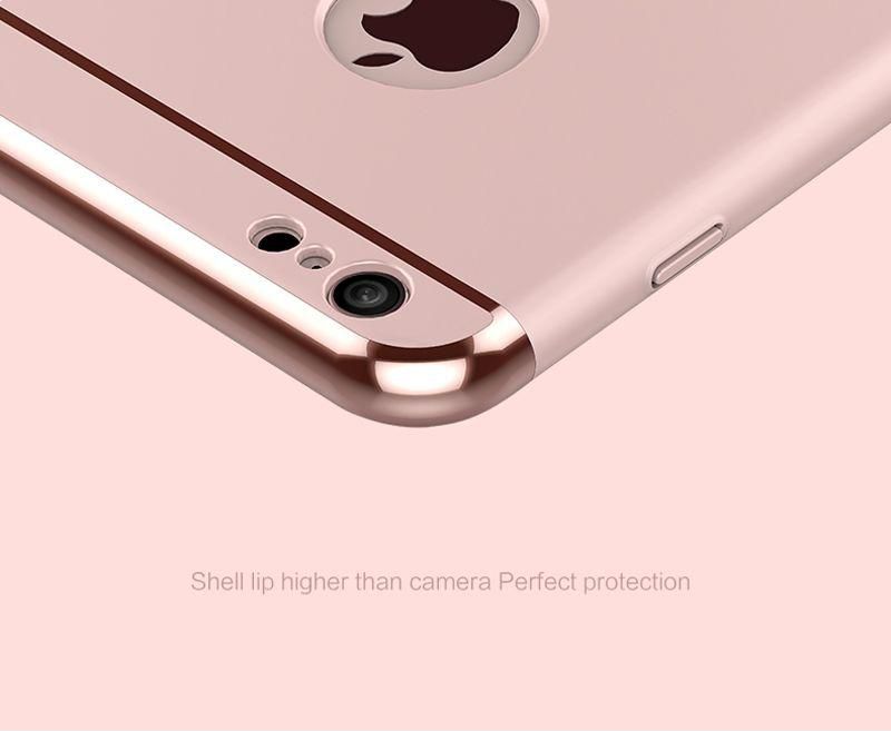 Joyroom Apple iPhone 6plus /6S plus Ling Series Thin Splicing Hard PC Full Rubber cover - Rose Gold