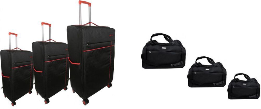 Luggage Trolley Bags by sdyroo, 3 Pieces with Travel Duffle Mate Bag travel Set 3pcs - 19"21"23" - Black