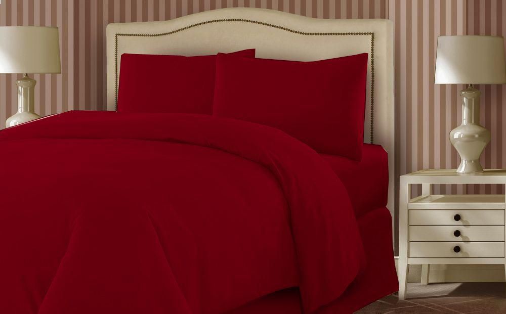IBed Home Solid Colors bedsheets 3 Pieces bedding Set, 200 TC, King Size, IBed Home Red