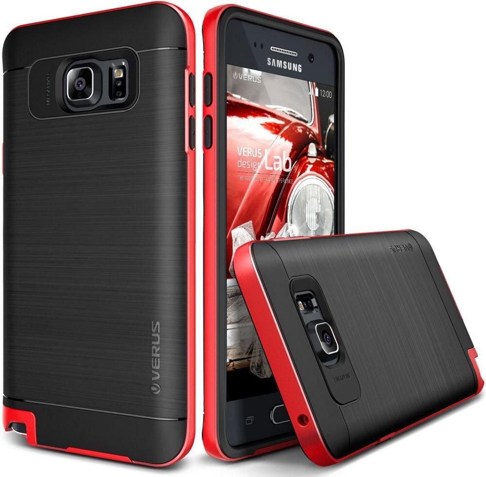 Verus Galaxy Note 5 Case Satin Silver Heavy Duty High Pro Shield Crimson Red