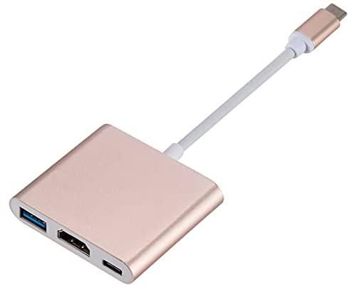 USB C to HDMI Adapter 4K Video Converter Type C HDMI Multiport AV Converter USB 3.0 Port Compatible MacBook,MacBook Pro/Air, Samsung Galaxy S9/S10/ S20/ S21/Note 9/Note 10/Note 20(Rose Gold)