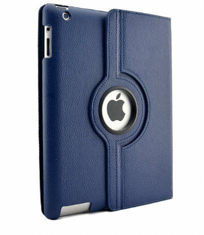 360 Degree Rotating Stand Leather Cover Case For Apple iPad 2 iPad 3 iPad 4 (Blue)