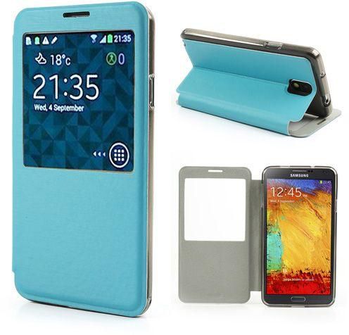 S View Leather Stand Case for Samsung Galaxy Note 3 N9002 N9000 Brushed Texture - Baby Blue