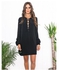 BlueLife Autumn Sexy Deep V-neck Lace Up Mini Dress For Women -Black