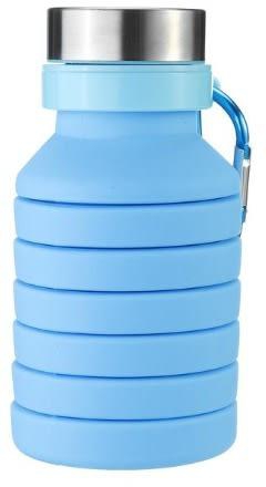 Collapsible Silicone Travel Sport Water Bottle - 600ml-Blue