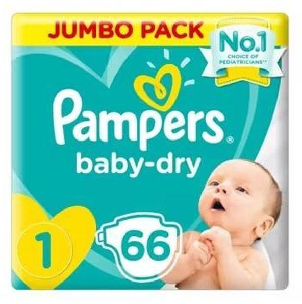 Pampers U.K Pampers Baby Dry Jumbo Pack Size 1- (66 Nappies)