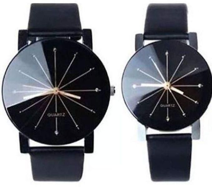 Fashion Couple Quartz Dial Wrist Watch Black